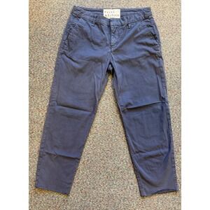 Frank & Eileen Wicklow Navy Blue Italian Cotton Chino Pants Raw Hem Size 2